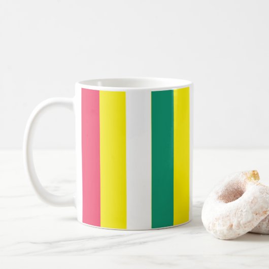 夏カラフルのストライプ コーヒーマグカップ (ドーナツ)