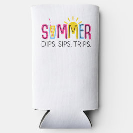 夏カラフルのディップスがドリンクと太陽で旅行 スリム缶クーラー