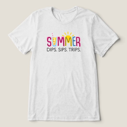 夏カラフルのディップスがドリンクと太陽で旅行 トライブレンドTシャツ (デザイン正面)