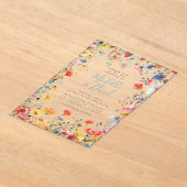 夏カラフルのフローラ結婚の アクリル招待状 (レイダウン)