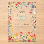夏カラフルのフローラ結婚の アクリル招待状 (正面)
