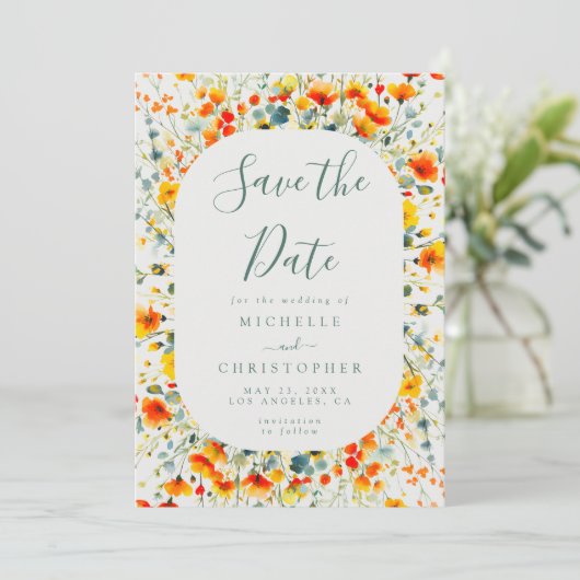 夏カラフルのフローラ結婚の セーブザデート (スタンド正面)