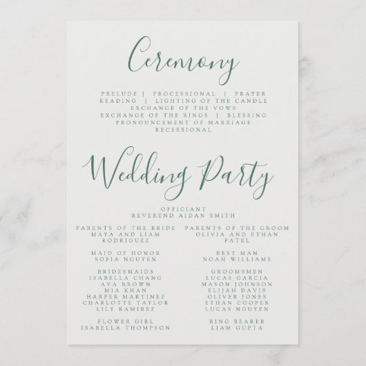 夏カラフルのフローラ結婚の プログラム (裏面)