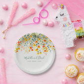 夏カラフルのフローラ結婚の ペーパープレート (パーティー)