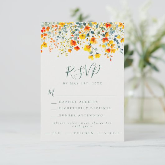 夏カラフルのフローラ結婚の 出欠カード (スタンド正面)