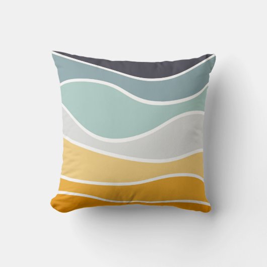 夏カラフルのレトロスタイル波 クッション (正面)