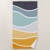 夏カラフルのレトロスタイル波 ビーチタオル (正面)