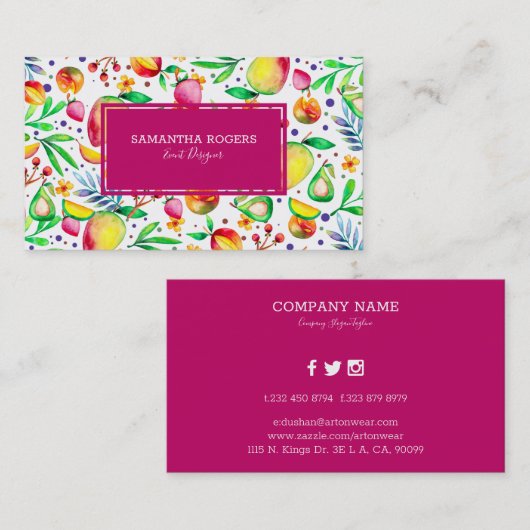 夏カラフルの果実は白と紫 名刺 (正面/裏面)