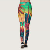 夏カラフルの熱帯ビーチ風景アートワーク | レギンス (裏面)