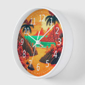 夏カラフルの熱帯ビーチ風景アートワーク | 壁時計 (傾斜)