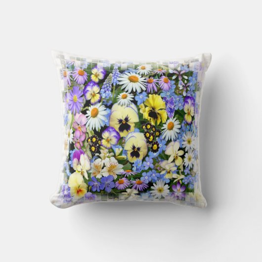 夏カラフルの花 クッション (正面)