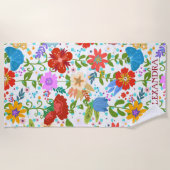 夏カラフルの花 ビーチタオル (正面)