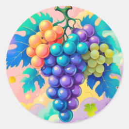 夏カラフルの葡萄 ラウンドシール