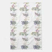 夏カラフルの野草模様 キッチンタオル (縦)