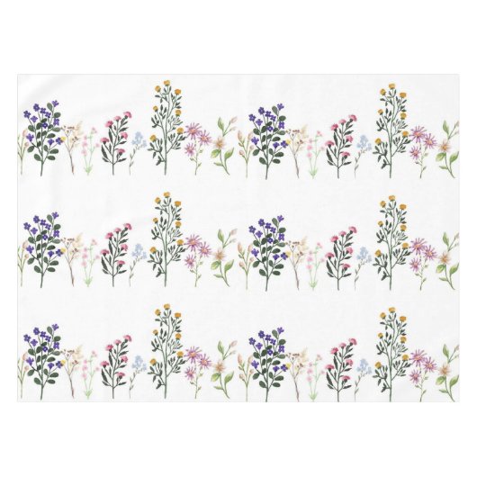 夏カラフルの野草模様 テーブルクロス (正面(横))