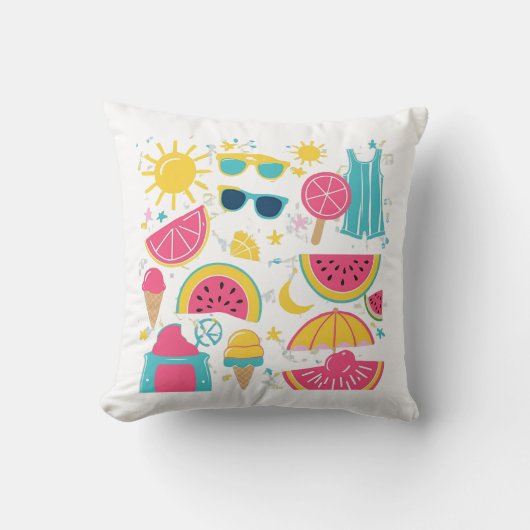 夏カラフルの雰囲気 – 明るくおもしろい季節 クッション (正面)
