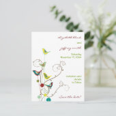 夏カラフルの鳥が結婚を期日外で渦巻く 案内ポストカード (スタンド正面)