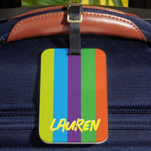 夏カラフルストライプパーソナライズされた ラゲッジタグ (正面インサイチュ2)