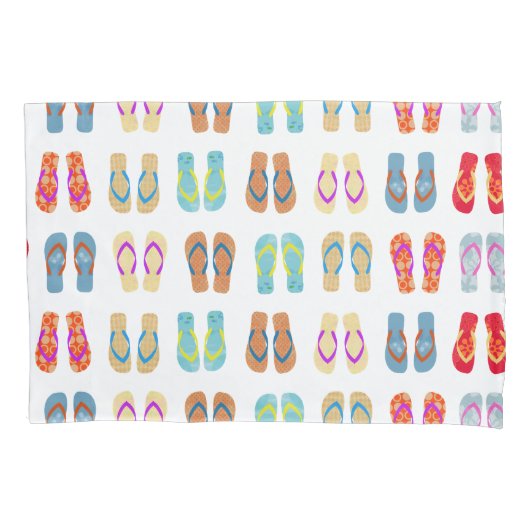 夏カラフルビーチビーチサンダルビーチピローケース 枕カバー (正面)