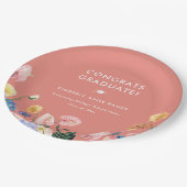 夏カラフルフローラ卒業パーティー ペーパープレート (アングル)