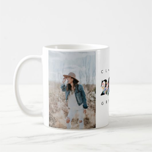 夏カラフルフローラ卒業写真 コーヒーマグカップ (左)