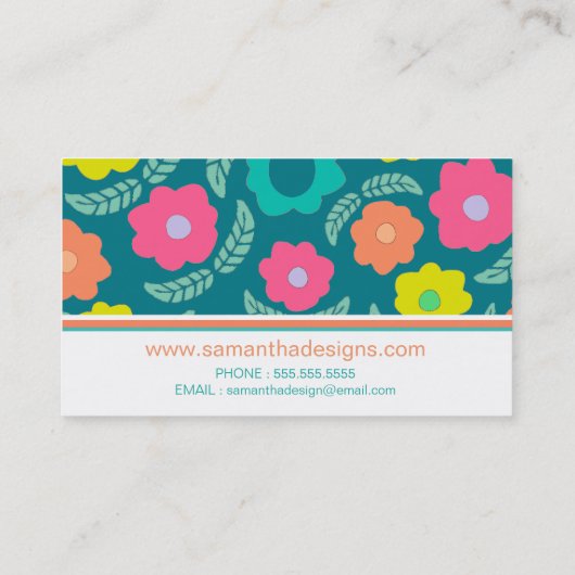 夏カラフルモダンフローラカスタム 名刺 (裏面)