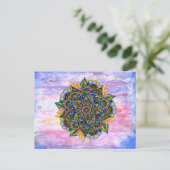 夏カラフル曼荼羅（水彩背景付き） ポストカード (スタンド正面)