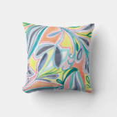夏カラフル植物葉抽象芸術絵画ズ クッション (正面)