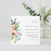 夏カラフル水色フローラスクエア結婚ズ 招待状 (スタンド正面)