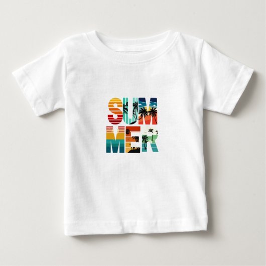 夏カラフル白モダンベビーTシャツ ベビーTシャツ (正面)