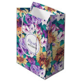 夏カラフル花のコラージュ模様 ミディアムペーパーバッグ (正面アングル)