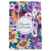 夏カラフル花のコラージュ模様 ミディアムペーパーバッグ (裏面)