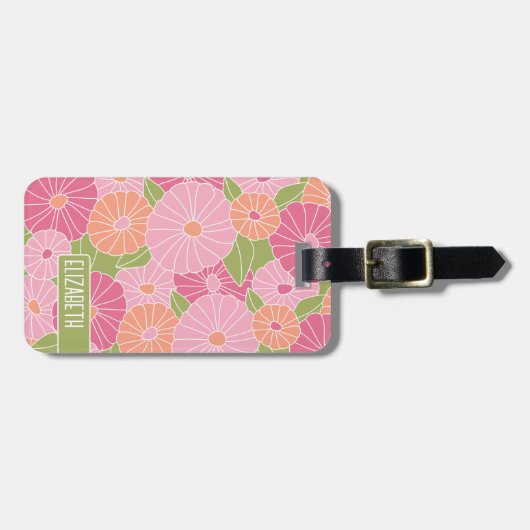 夏カラフル花柄名前をカスタムする ラゲッジタグ (正面横)