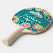 夏カラフル花柄名前をカスタムする 卓球ラケット (正面アングル)