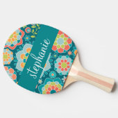夏カラフル花柄名前をカスタムする 卓球ラケット (横)