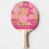夏カラフル花柄名前をカスタムする 卓球ラケット (正面)