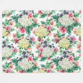 夏カラフル花模様 フリースブランケット (正面(横))