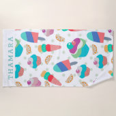 夏カラフル食の継ぎ目なしパターン ビーチタオル (正面)