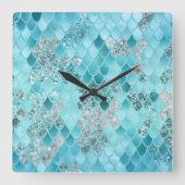 夏カリブの人魚はかりで測1 スクエア壁時計 (正面)