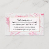 夏ガーリーピンク白い熱帯性ヤシの木の葉 名刺 (裏面)