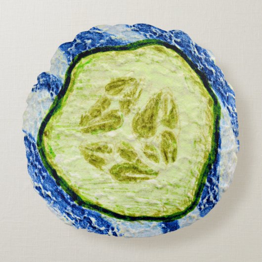 夏キュウリの一切れ ラウンドクッション (正面)