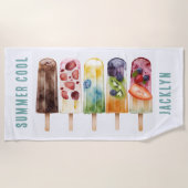 夏クールのカラフルPOPSCLES ビーチタオル (正面)