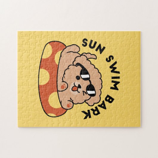 夏クール犬フローティング – かわいい子犬プールパーティー ジグソーパズル (横)