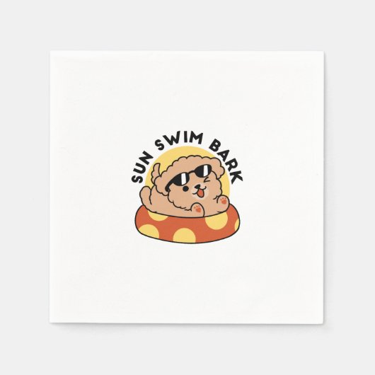 夏クール犬フローティング – かわいい子犬プールパーティー スタンダードカクテルナプキン (正面)