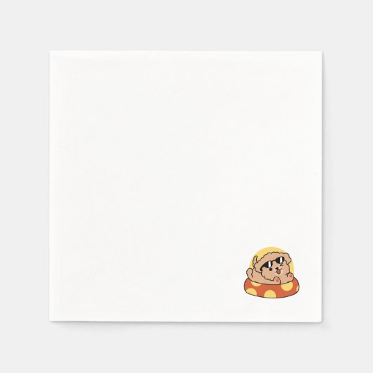 夏クール犬フローティング – かわいい子犬プールパーティー スタンダードカクテルナプキン (正面)