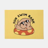 夏クール犬フローティング – かわいい子犬プールパーティー ドアマット (正面)