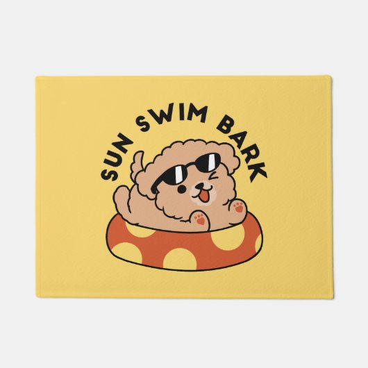 夏クール犬フローティング – かわいい子犬プールパーティー ドアマット (正面)