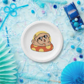 夏クール犬フローティング – かわいい子犬プールパーティー ペーパープレート (パーティー)