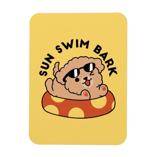 夏クール犬フローティング – かわいい子犬プールパーティー マグネット (縦)