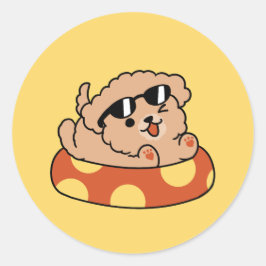 夏クール犬フローティング – かわいい子犬プールパーティー ラウンドシール